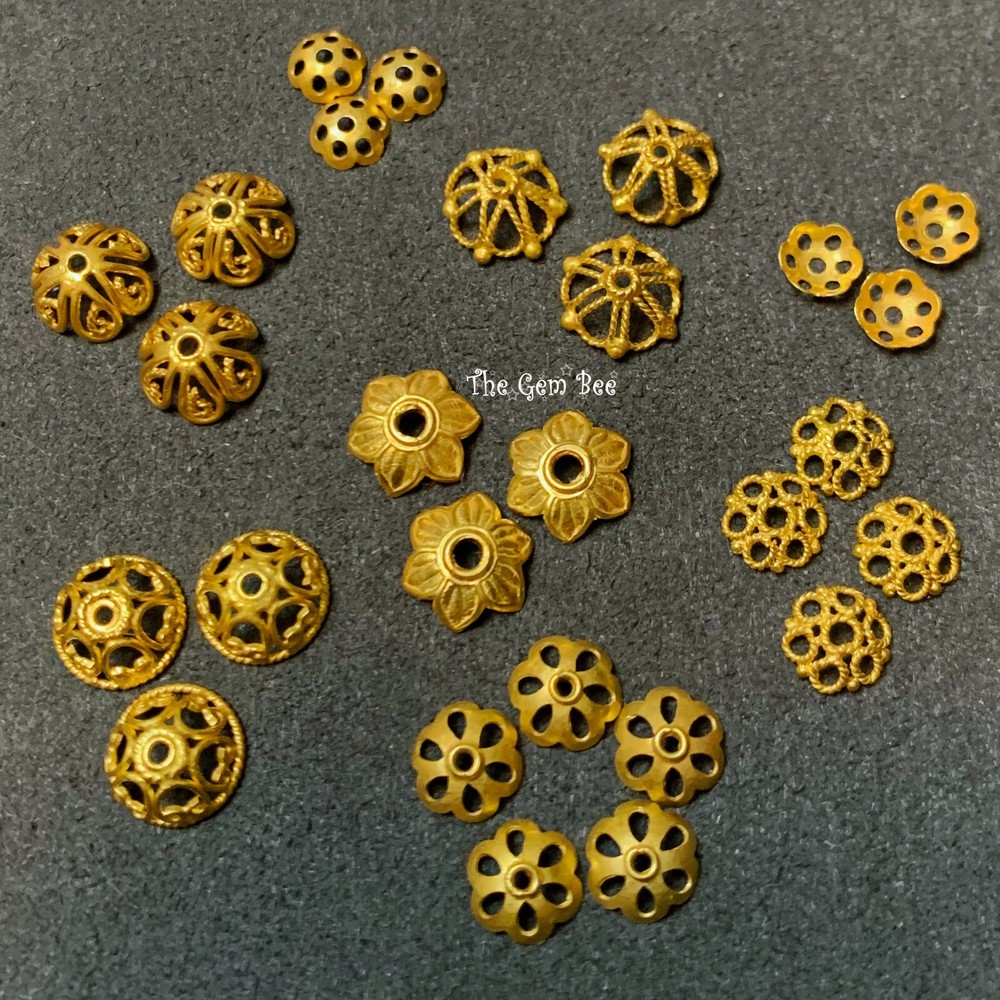 8.3mm 18k Solid Yellow Gold Handmade Fancy Elegant Bead Cap Finding 2