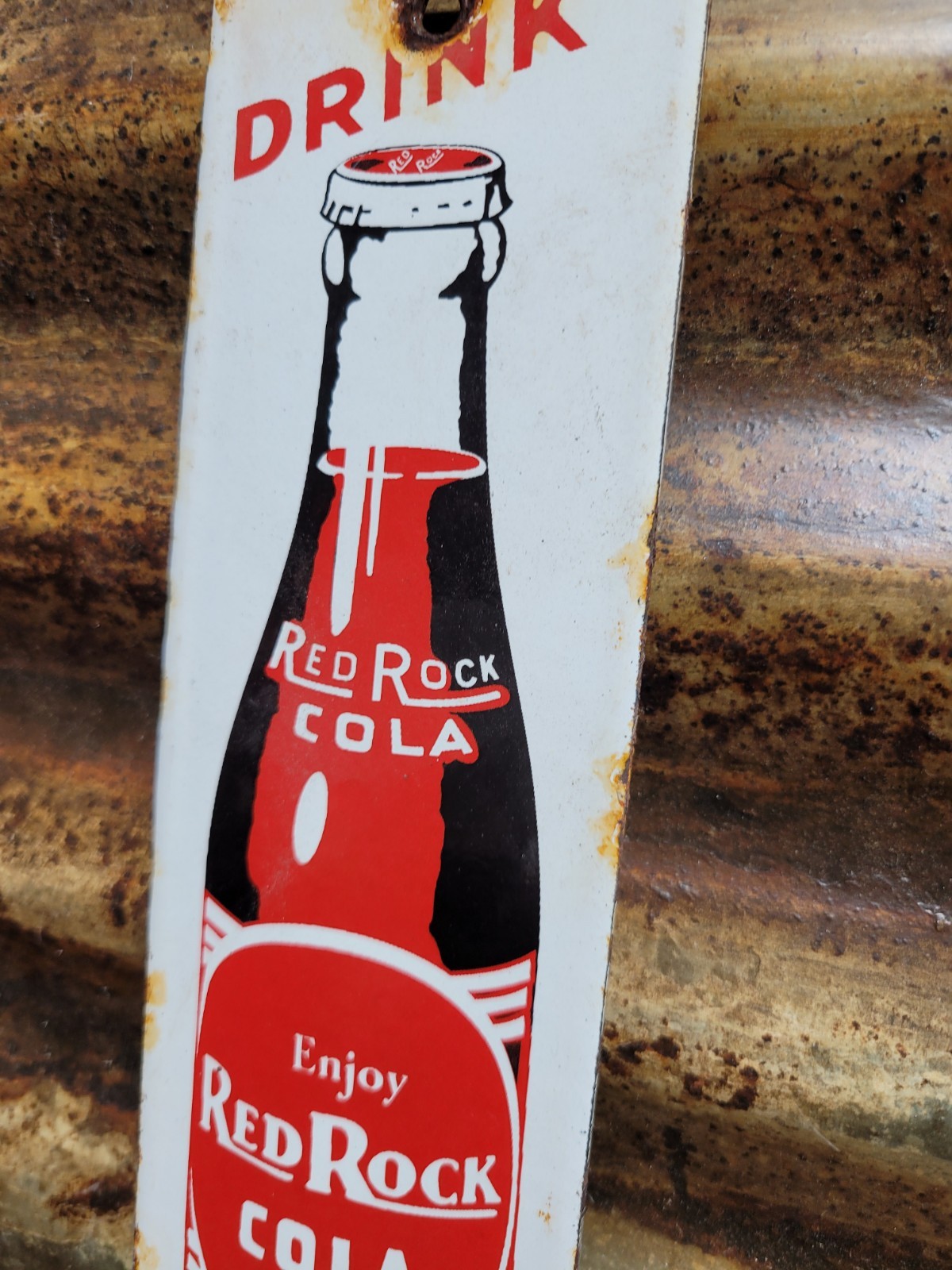 VINTAGE RED ROCK COLA PORCELAIN SIGN OLD BEVERAGE SODA DRINK GENERAL STORE FOOD