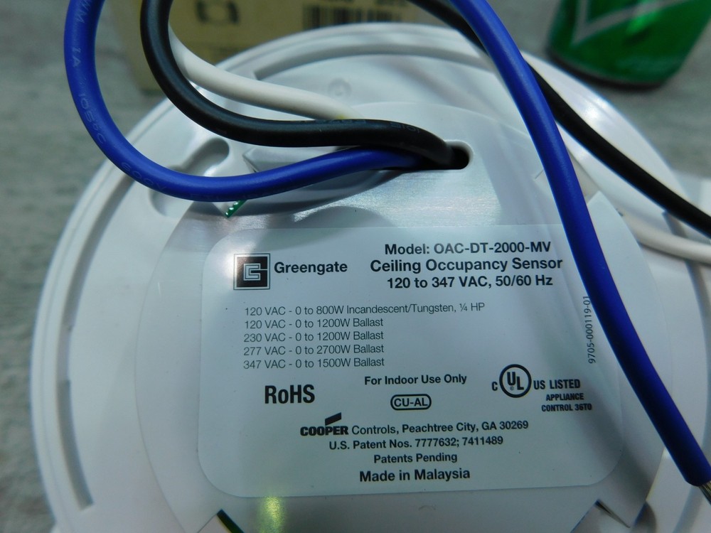 NEW Cooper Greengate Dual Tech Line Voltage Ceiling Sensor OAC-DT-2000-MV