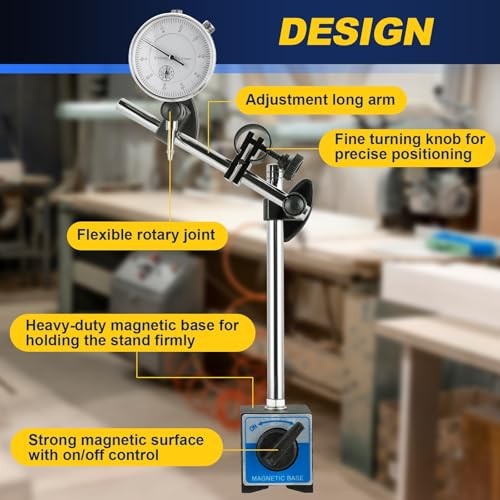 110Lbs Magnetic Base with Fine Adjustment, 0-10mm Range Dial Indicator
