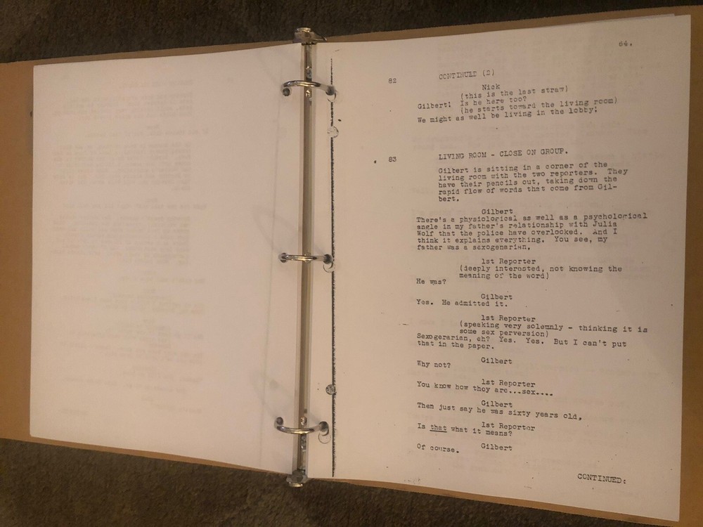 Vintage Thin Man Script [reproduction] with note From The Screenwriter Albert H