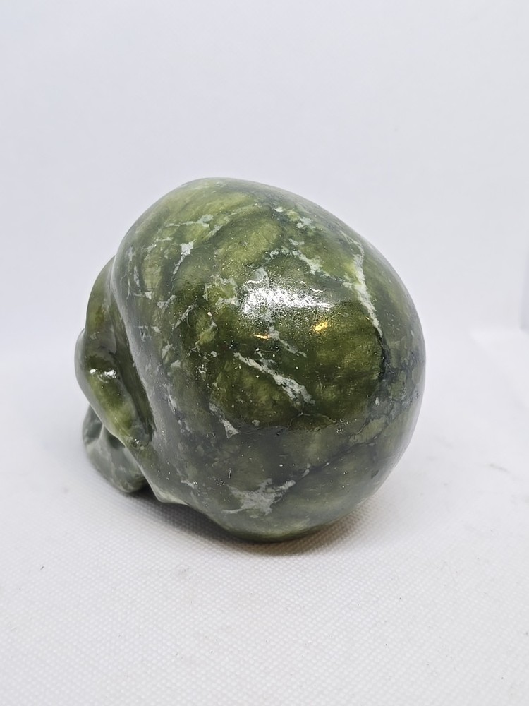 Large Carved Serpentine Jade Skull