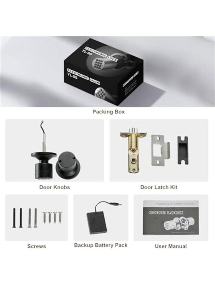Door Knob with Keypad, Keyless Entry Door Lock, Black Electronic Code Locks