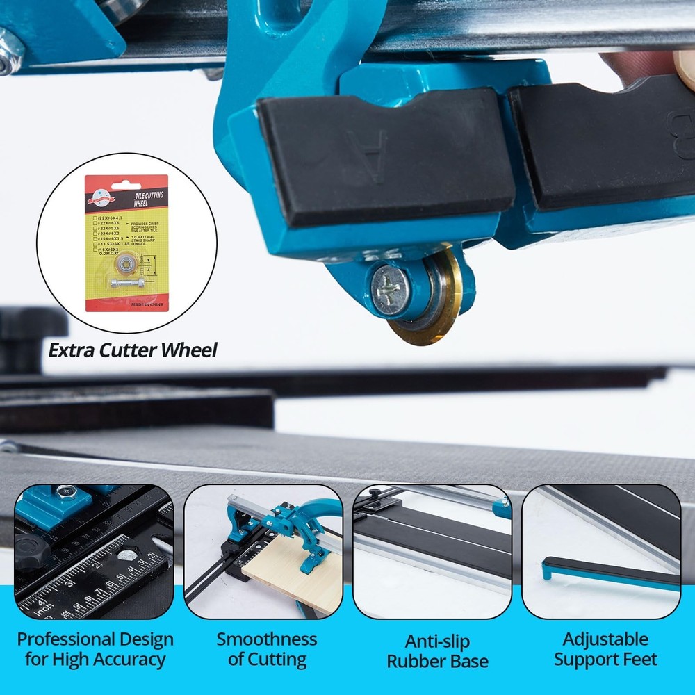 24" Manual Tile Cutter Cutting Machine Single Rails Precise Tile Cutter Tools US