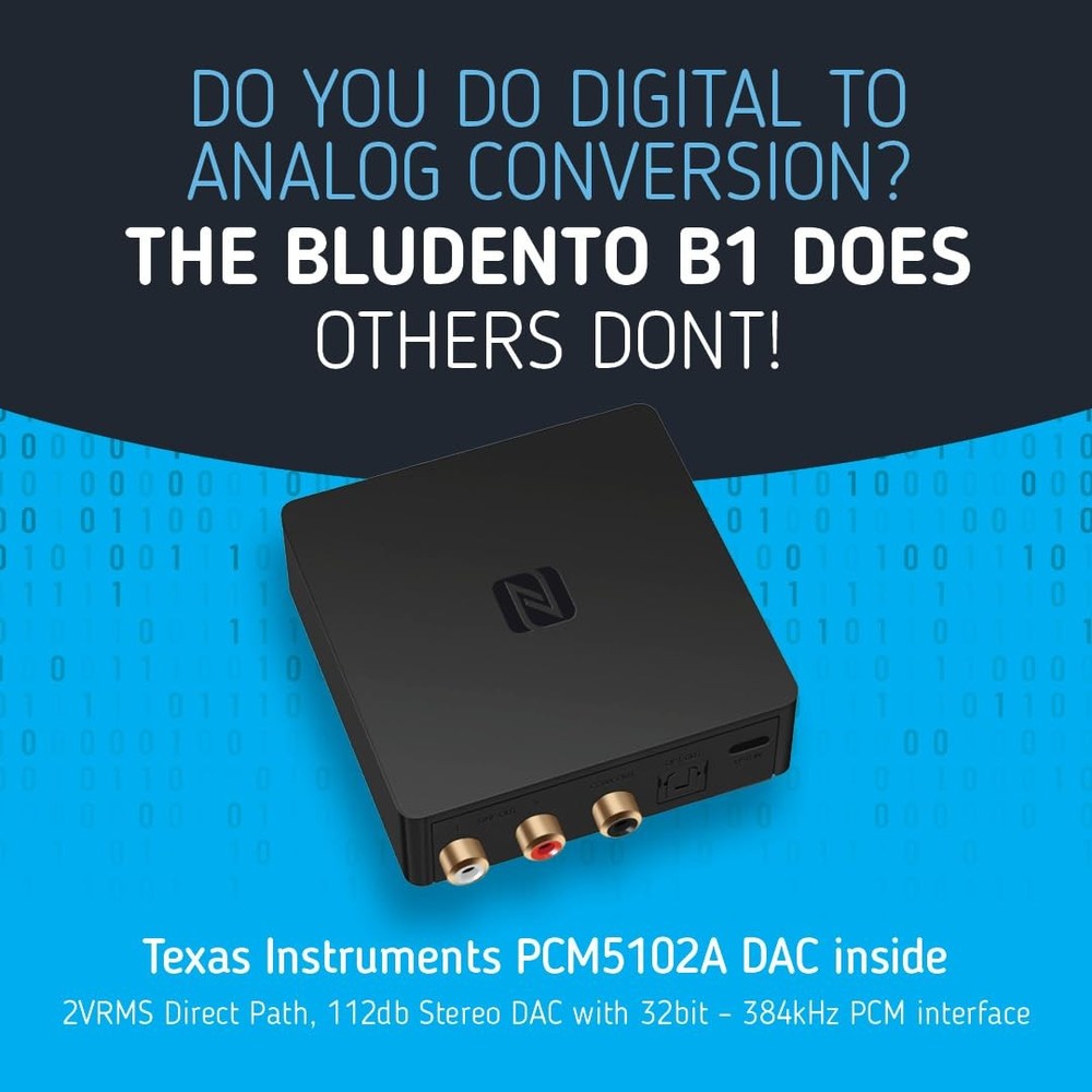 B1 Bluetooth 5.1 Hi-Fi Audio Receiver with aptX Low Latency, TI DAC, Long-Ran...