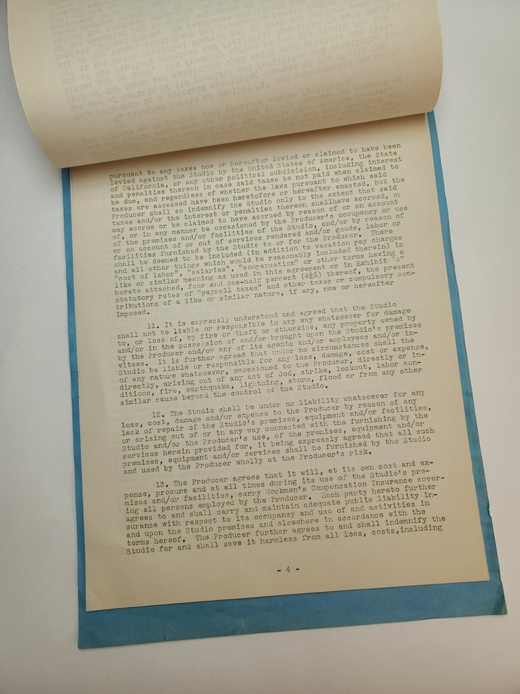 INVITATION PLAYHOUSE / Rene Williams, 1951 signed TV contract document