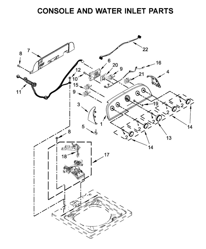 Whirlpool Washer : Control Panel End Cap Right Side w Clip (W10520780) (P2654)