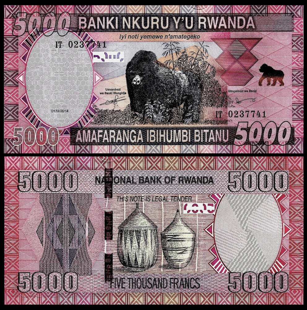 RWANDA 5,000 5000 FRANCS 2014 P 41 UNC