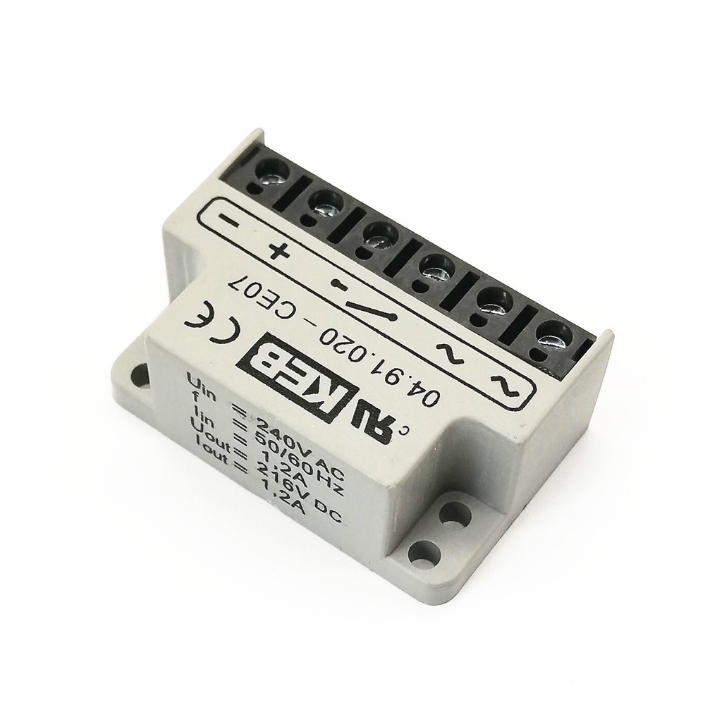KEB 04.91.020-CE07 Uin 240VAC Uout 216VDC 1.2A brake rectifier