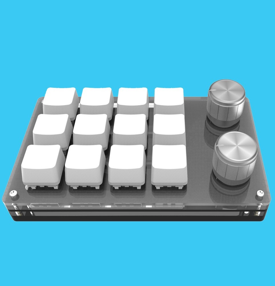 USB-C Mini 12 Keys+2 Knobs Mechanical Keyboard Programmable Keypad Driver-Free