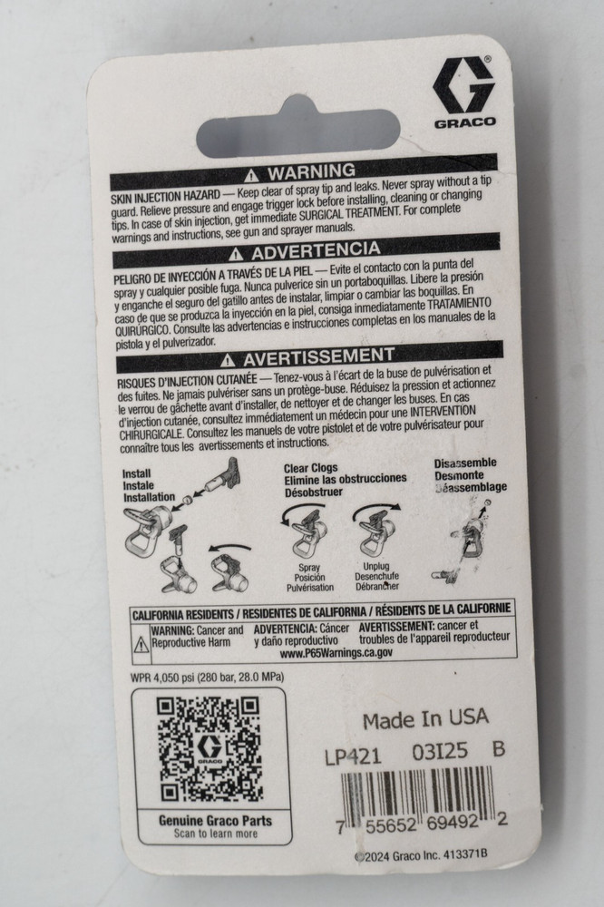 Graco RAC X LP 421 SwitchTip Low Pressure Reversible Spray Tip *New*