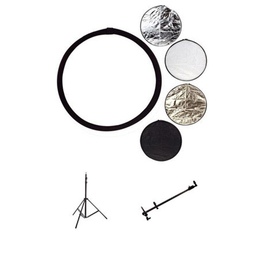 Glow 42" 5-in-1 Collapsible Disc Reflector, - Bundle - with 7' Black 3-Section L