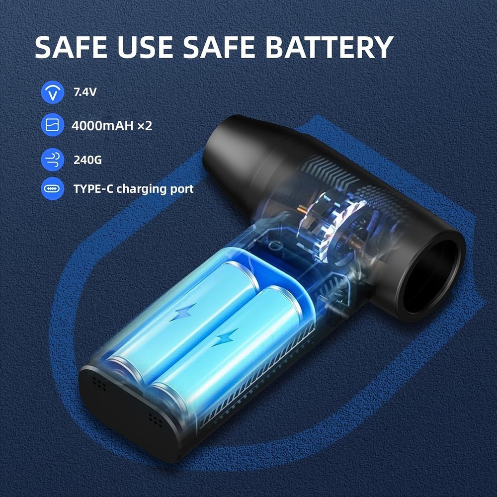 Electric Compressed Air Duster Mini Blower Cordless with Computer Vacuum Clea...
