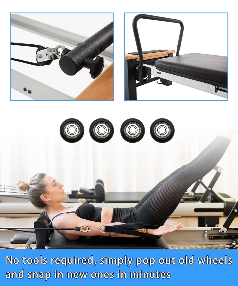 4 PCS Replacement Roller Wheels Fits Aero Pilates Reformer Machines Glide