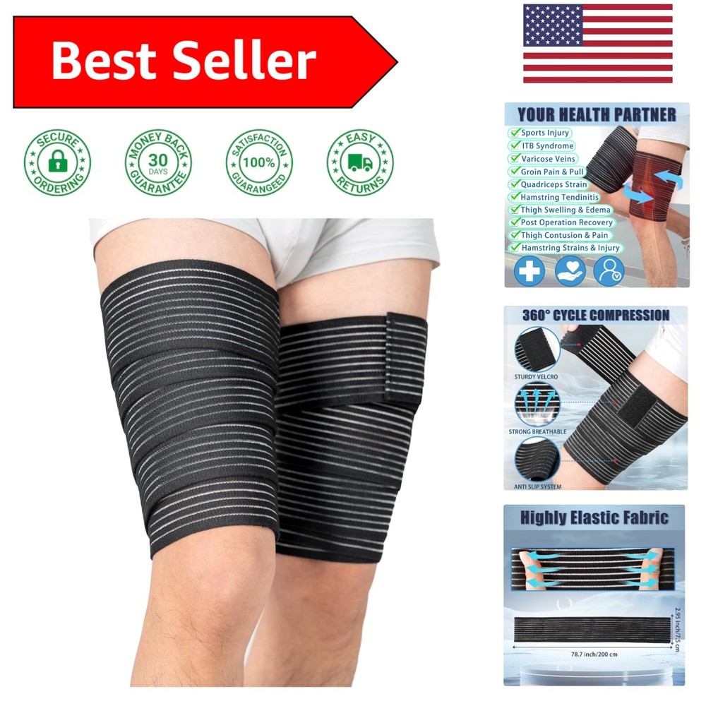 Adjustable 2 Pcs Thigh & Hamstring Compression Sleeves for Active Recovery