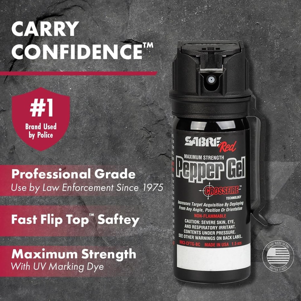 Crossfire Pepper Gel for Self Defense, Deploys At Any Angle, Maximizes Target...