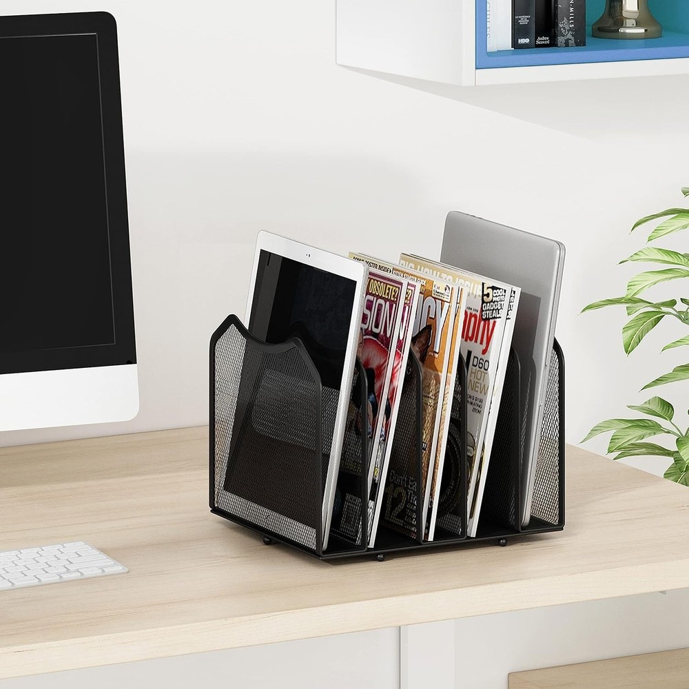 Multifunctional Mesh File Sorter - 5 Sections for Ultimate Desk Organization