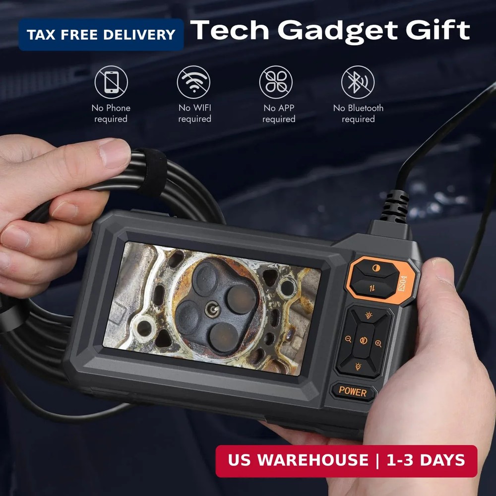 Endoscope Camera with Light, 1920P HD Borescope Inspection Camera with 4.3" IPS