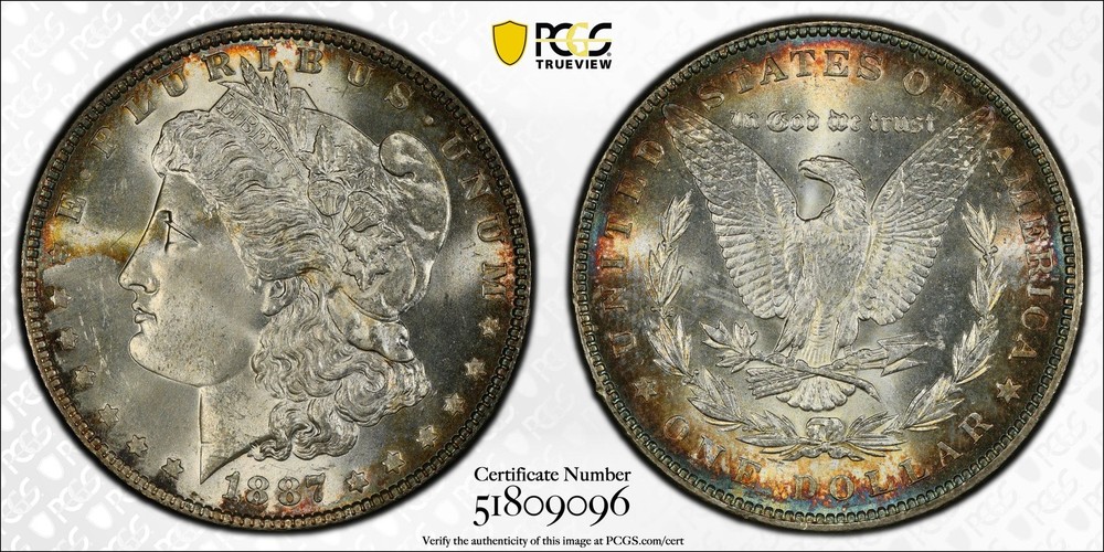 1887 P Morgan Silver Dollar PCGS MS-65