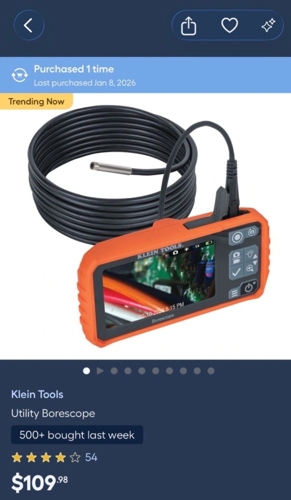 Klein Tools 4.3" LCD Borescope Inspection Camera w/ LED Light NEW Sealed