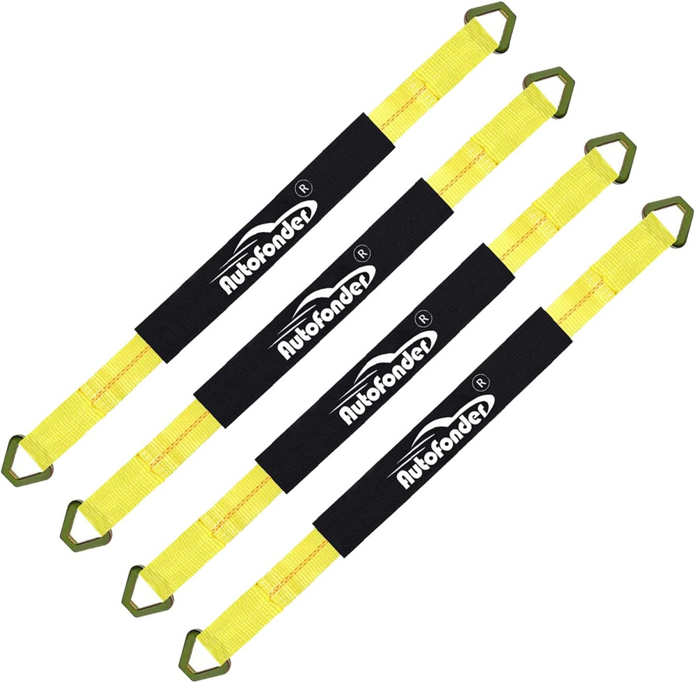 4 Pack 2" X36'' Premium Axle Straps Tie Downs with D-Ring Adjustable Tire Wheel