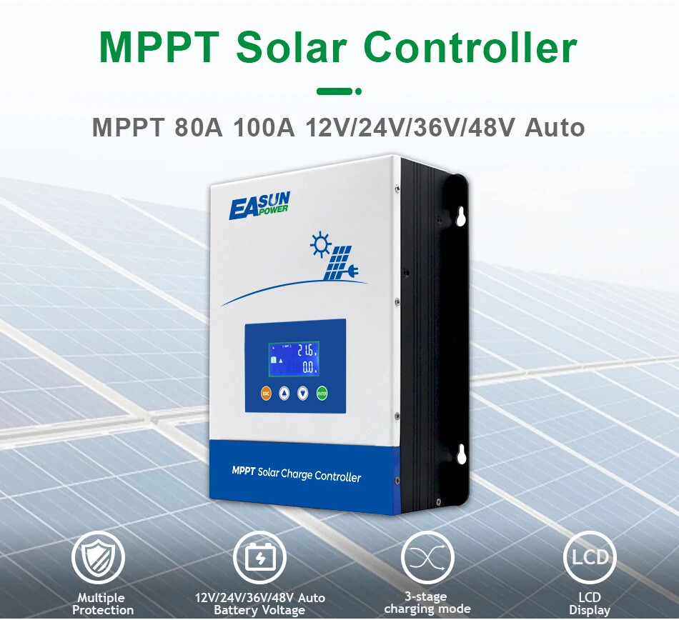 80A 100A MPPT Solar Panel Regulator Battery Charge Controller 12V 24V 36V 48V