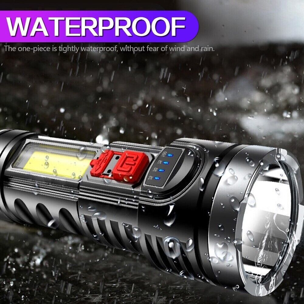 Super Bright LED Torch Tactical Flashlight Lantern USB Rechargeable & Battery