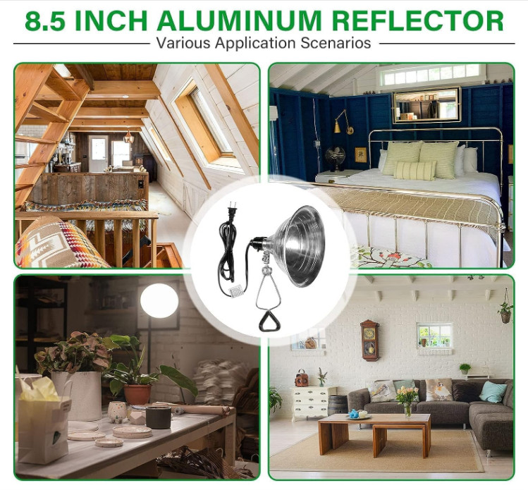 Simple Deluxe 2Pack Clamp Lamp, 8.5" Reflector, 150W E26 Socket, 6Ft, Silver