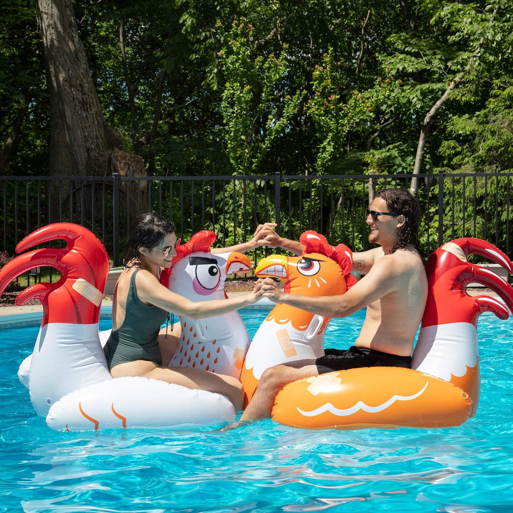 Chicken Fight Inflatable Pool Float Game Set- Includes 2 Giant Battle Ride-Ons-