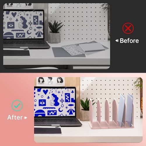 File Organizer - 5-Section Mesh Desktop File Sorter, Upright File Folder