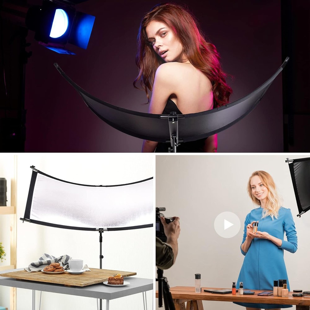 FUDESY Clamshell Light Reflector/Diffuser, Curved Photography Lighting 67"x24"