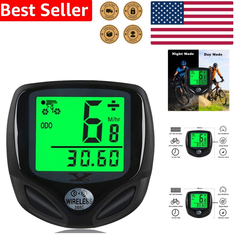 Wireless Bike Computer with Day & Night LCD Display - Easy Installation & Use