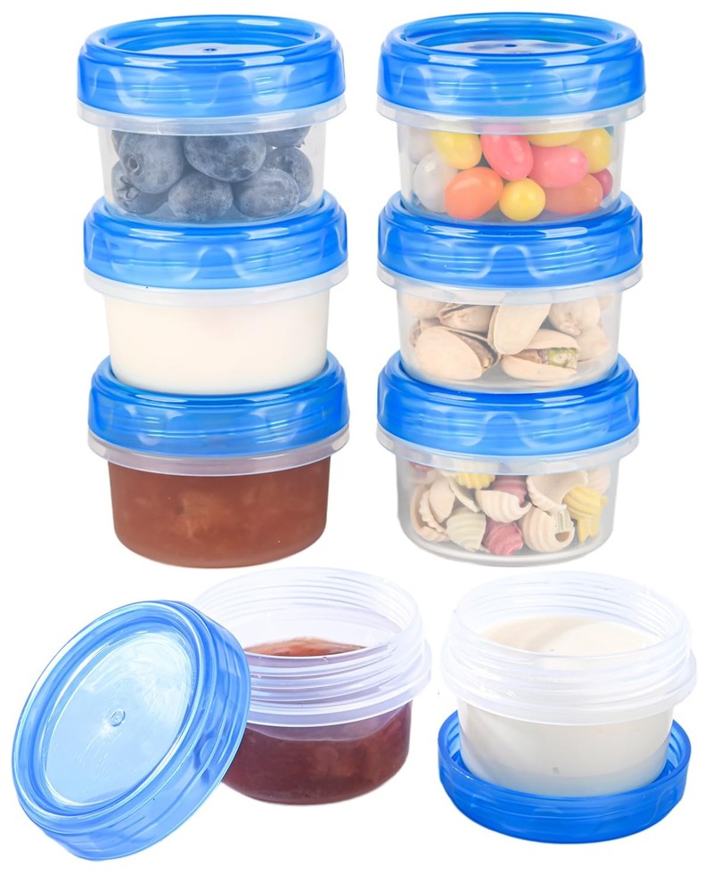 Salad Dressing Containers, [8 Pack*2 oz] Reusable Easy to Open Dressing, Blue