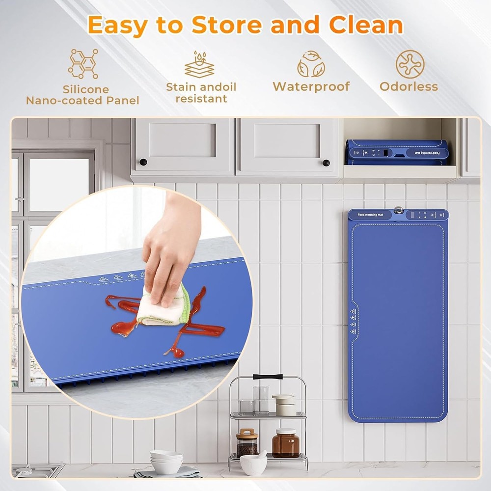 Warming Mat for Food with Adjustable Temperature, Fast Full Surface Heating Sili