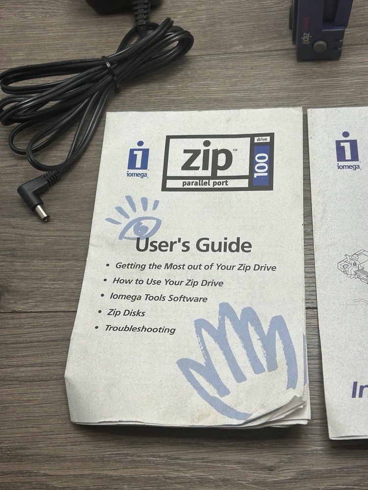 Iomega Zip 100MB External Disk Drive With Parallel Port Cables PC No Software