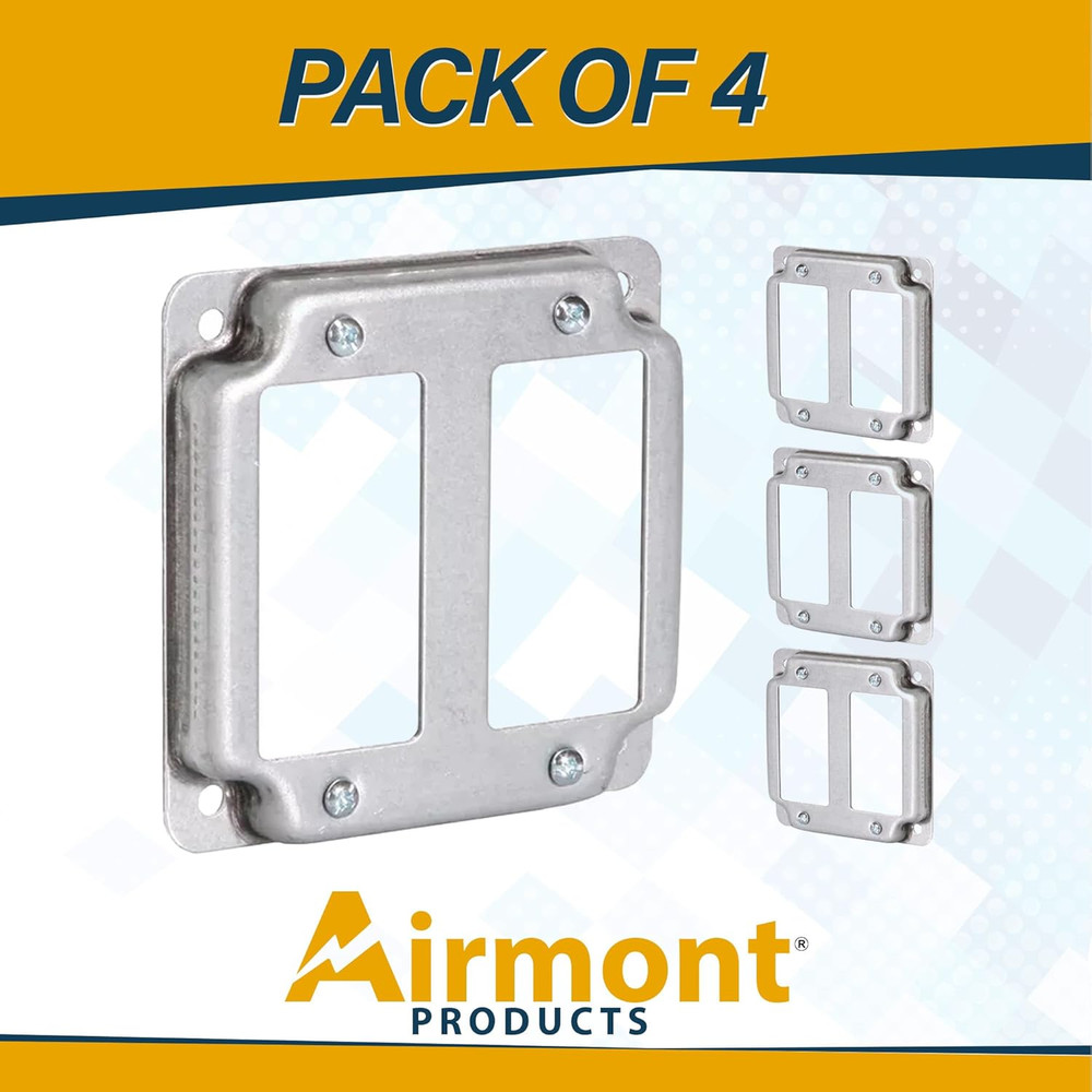(4-Pack) AP-12094, 4" Square Double Decorator GFCI Switch Electrical Box Cover,