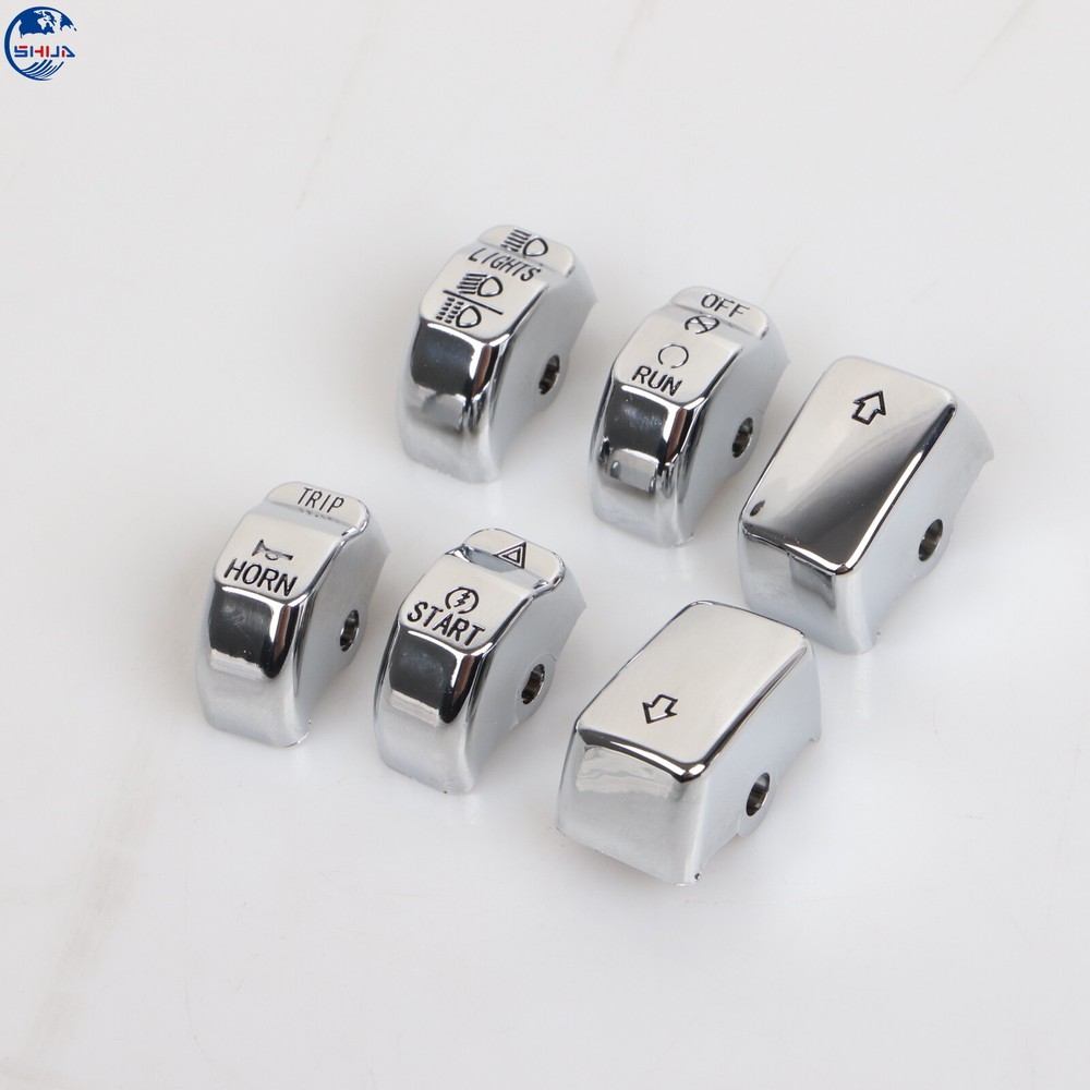 6pcs Chrome Hand Control Switch Cap Button For Harley Dyna Sportster 883 Softail
