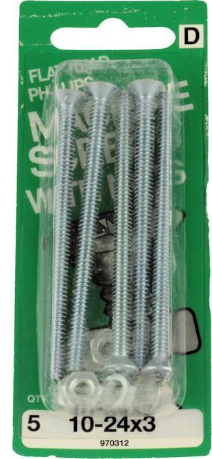 Flat Head Machine Screw - 10-24 x 3" - 5 Pack H-970312