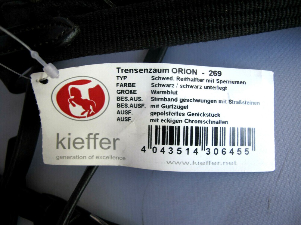 Kieffer Black Snaffle Bridle Orion 269