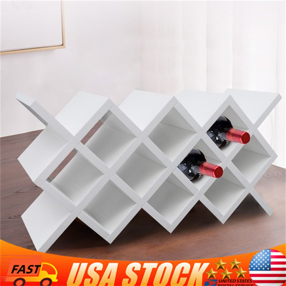 Bottle Wine Lattice Rack 10 Grids Wall-Mount Insert Display Storage Holder Shelf