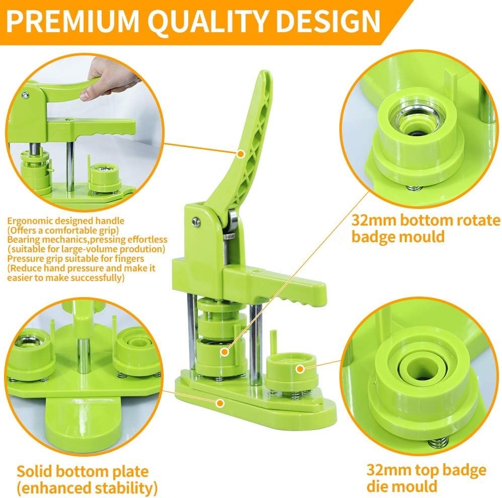 Button Maker Machine 1.25 in for DIY Gift,Installation-Free Pin Maker Machine...