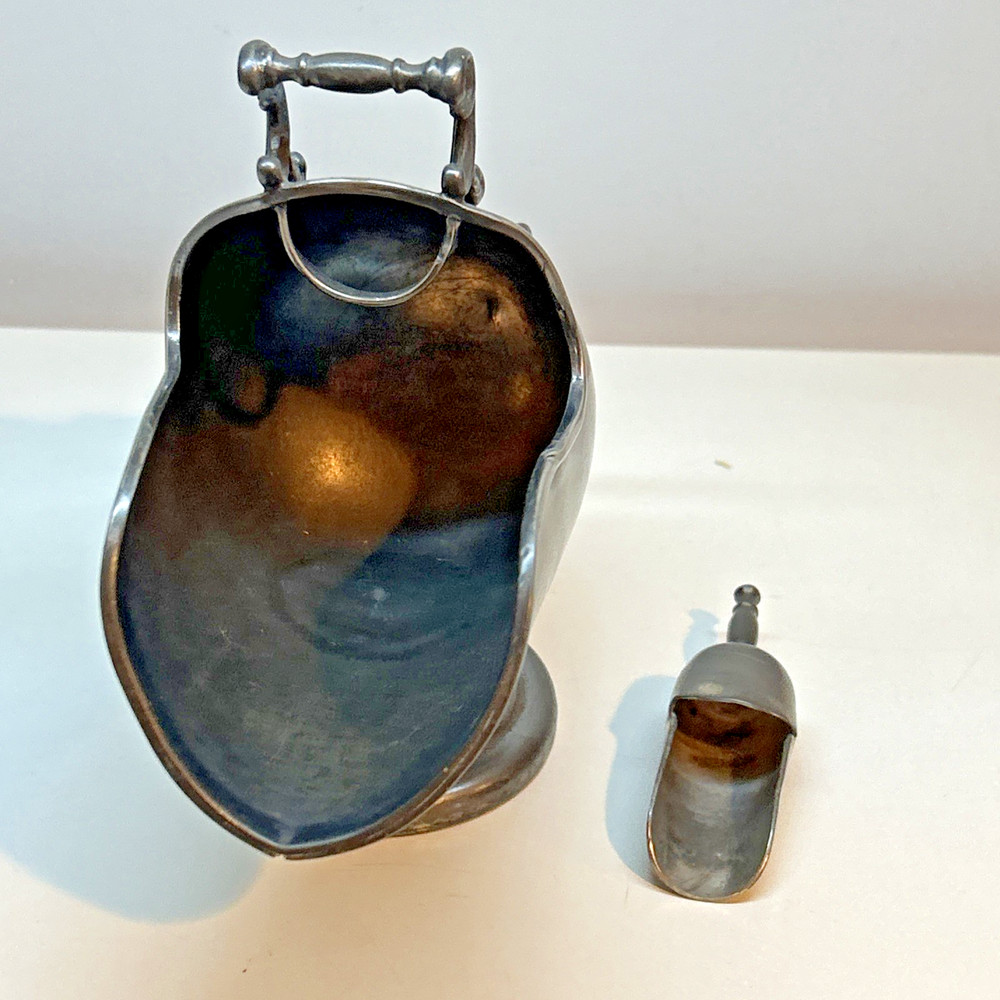 Vintage Antique 2-Pcs Sugar Scuttle with Scoop