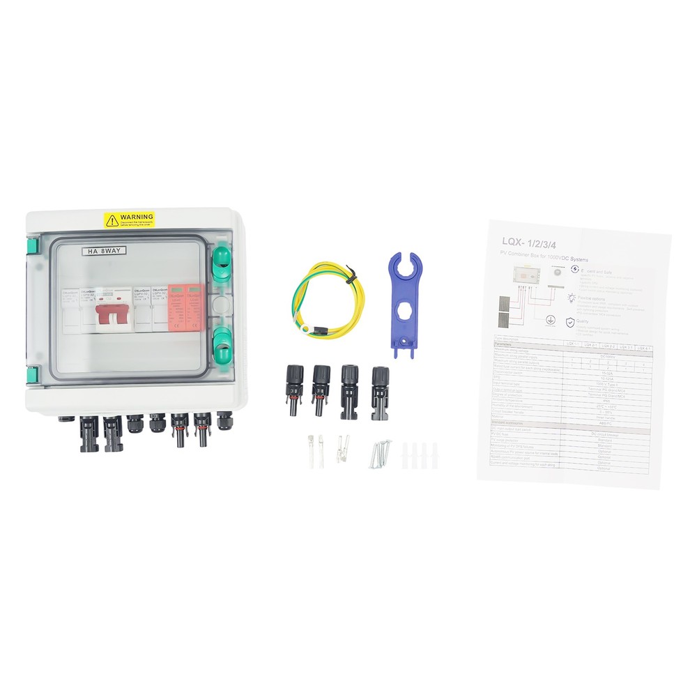 2 Strings Solar PV Combiner Box 32A Circuit Breaker For Solar Panel System DC