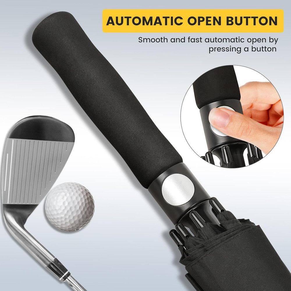 Extra Large Golf Umbrella 62 Inch, Automatic Open Double Canopy Vented Golf Umbr