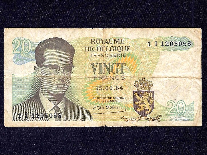 Belgium 20 Francs 1964  P- 138 ( Replacement  )