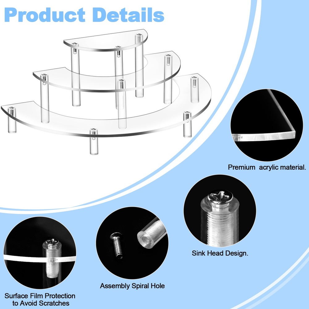 Acrylic Display Risers, 3 Tier Clear Perfume Organizer Stand, Large Shelf Riser
