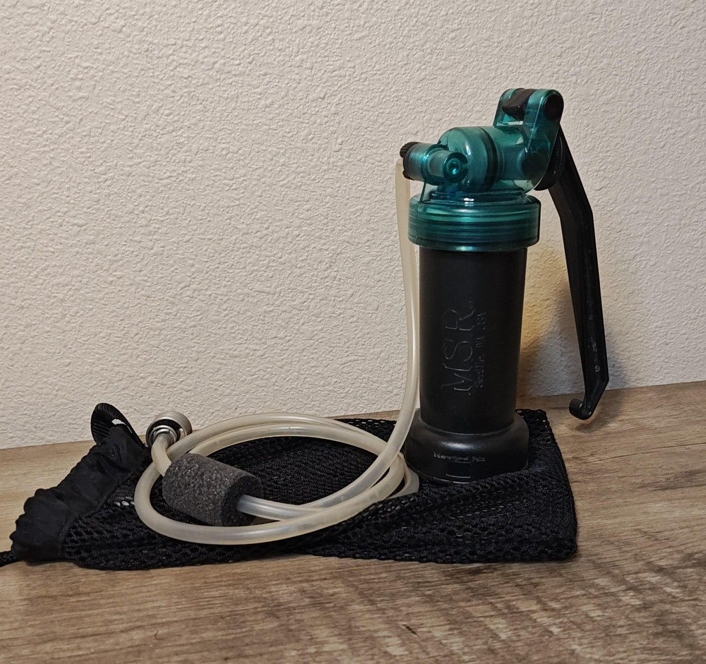 MSR MiniWorks Water Filter Pump Black Ceramic Microfilter Hose Bag Hiking