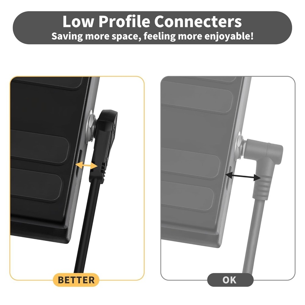 6 Pack 12 Inch Guitar Patch Cables Right Angle 1/4 TS Flat Pedal Effect Cord Bla