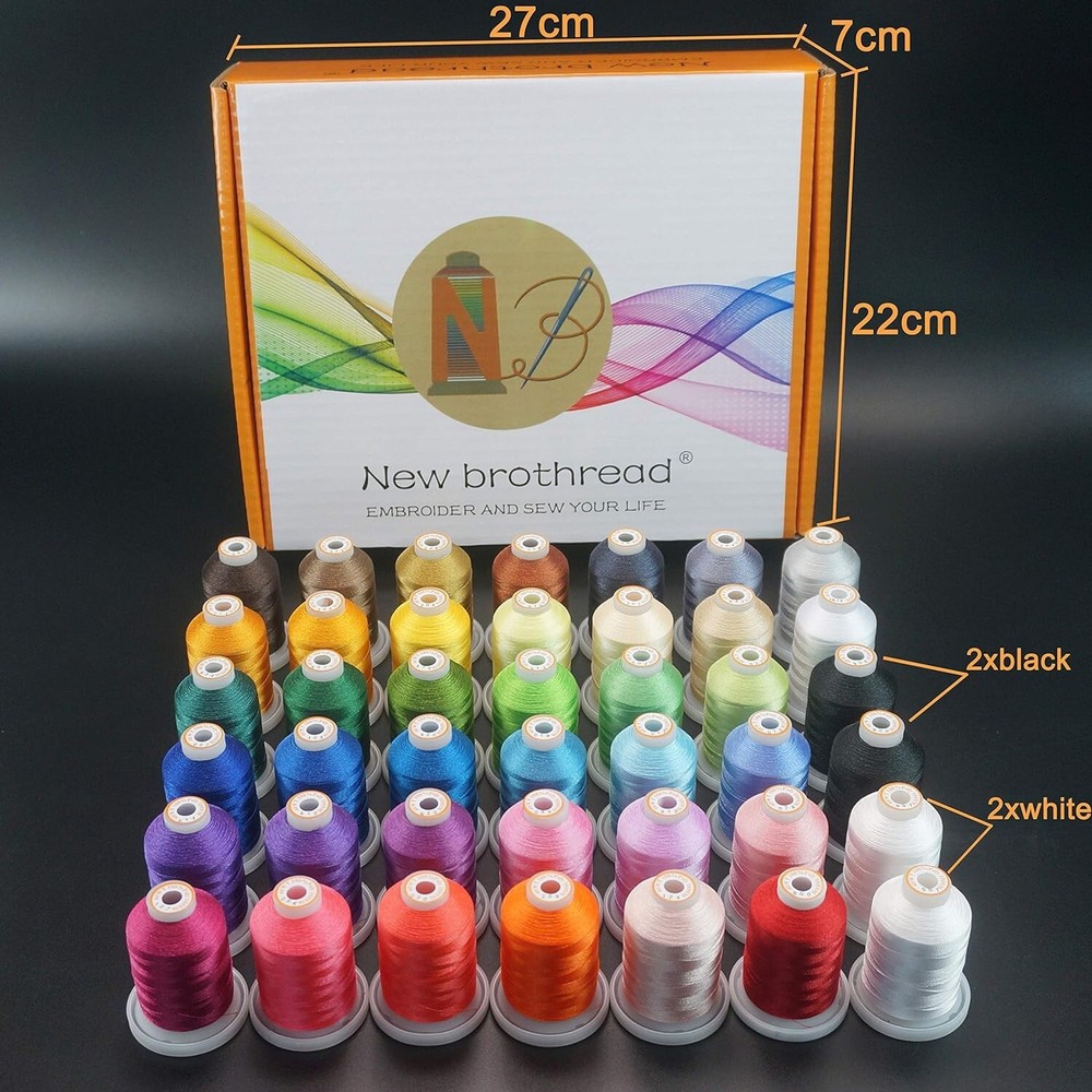42 Spools 1000M 1100Y Polyester Embroidery Machine Thread Kit for Professiona...