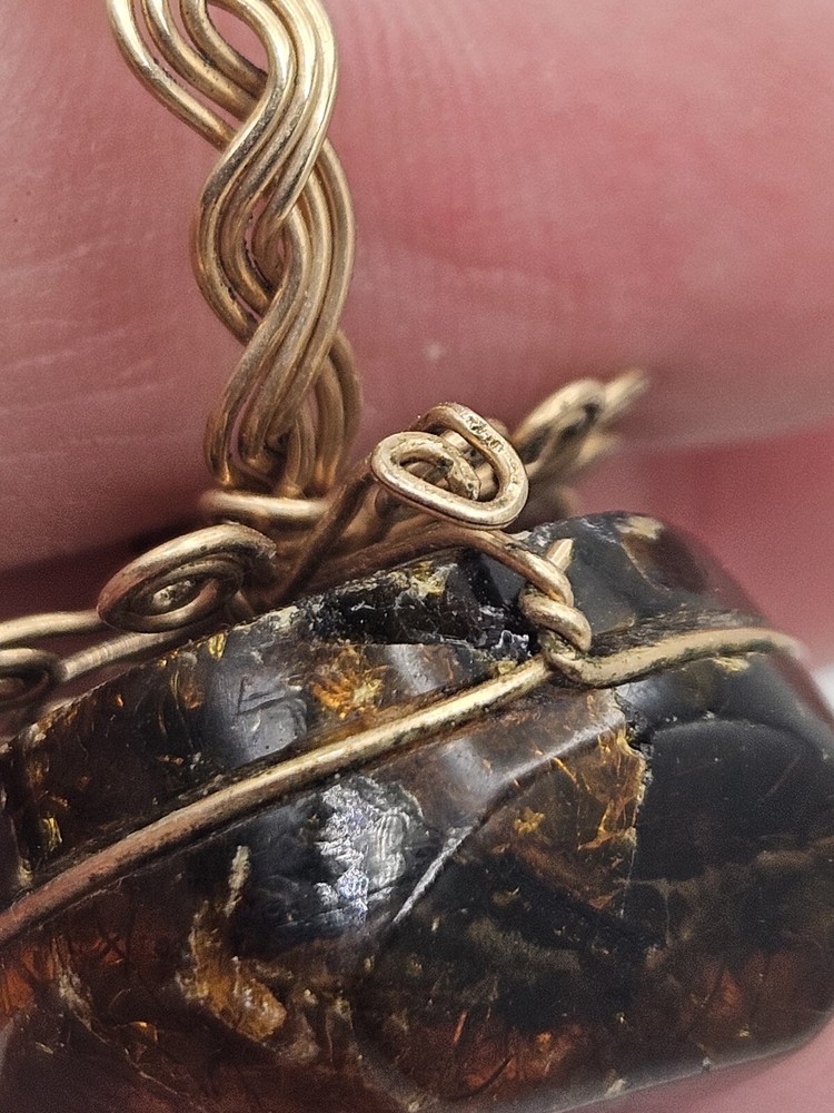 Handcrafted Amber Braided Wire Ring Size 9